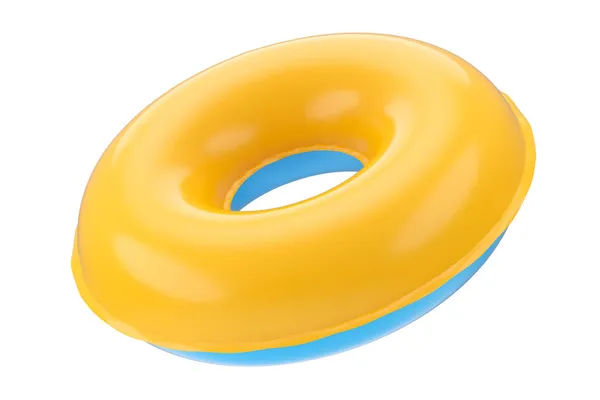 Yüzme havuzundaki çocuklar için şişirilebilir halka beyaz arka planda izole edilmiş yerçekimi modeli yok. Aquapark için 3D yüzme güvenlik halkası