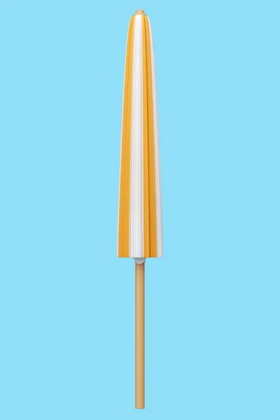 Oranje Gestreepte Strandparaplu Voor Loungezone Aan Kust Geïsoleerd Blauwe Achtergrond — Stockfoto