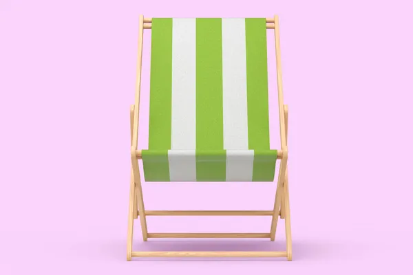 Chaise Plage Rayée Verte Isolée Sur Fond Rose Rendu Des — Photo