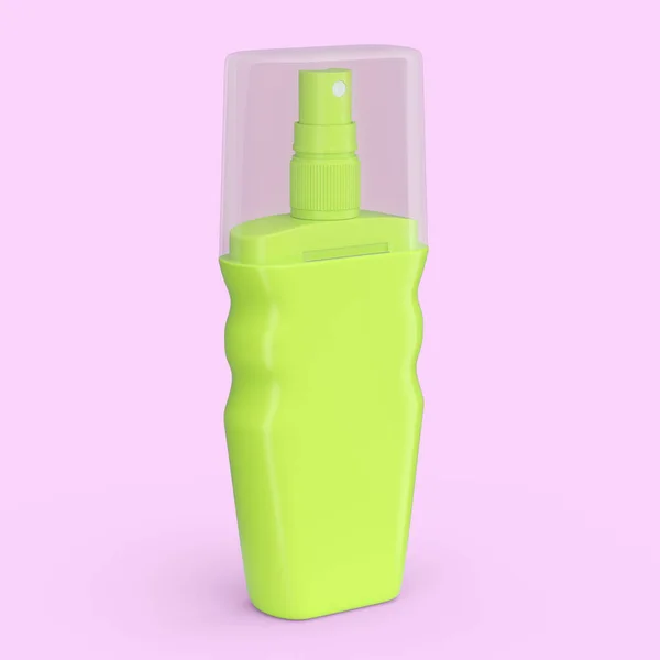 Зелена Пляшка Сонцезахисних Кремів Або Сонцезахисна Кремова Трубка Ізольована Рожевому — стокове фото