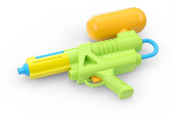 Giocattolo Pistola Acqua Plastica Giocare Annaffiare Nella Piscina Isolata Sfondo — Foto Stock