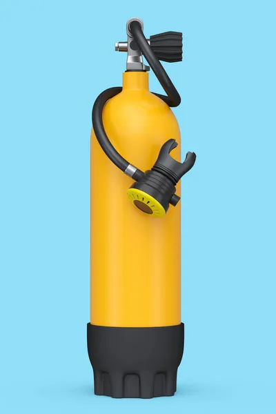 Bombola Arancione Pieno Ossigeno Snorkeling Isolato Fondo Blu Rendering Attrezzature — Foto Stock