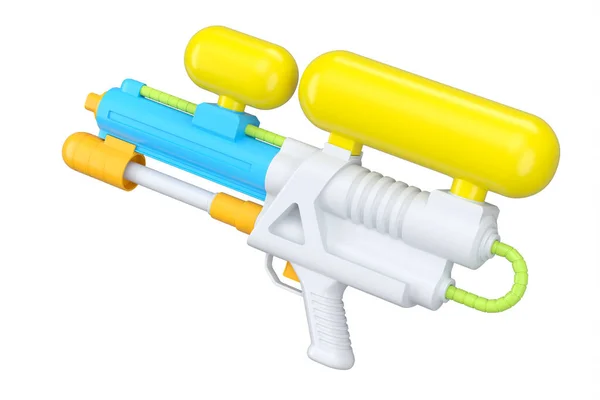 Plastic waterpistool speelgoed voor spelen in het zwembad geïsoleerd op wit — Stockfoto