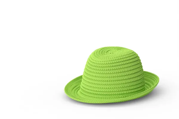 Vintage Sombrero Sol Playa Paja Verde Aislado Sobre Fondo Blanco —  Fotos de Stock