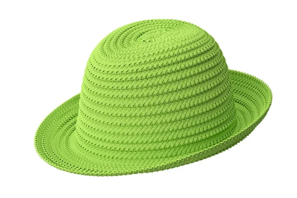 Cappello Spiaggia Paglia Verde Vintage Isolato Sfondo Bianco Rendering Concetto — Foto Stock
