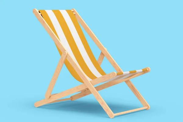 青の背景に隔離されたオレンジの縞模様のビーチチェア ビーチや海の休暇や夏の休暇の3Dレンダリング — ストック写真