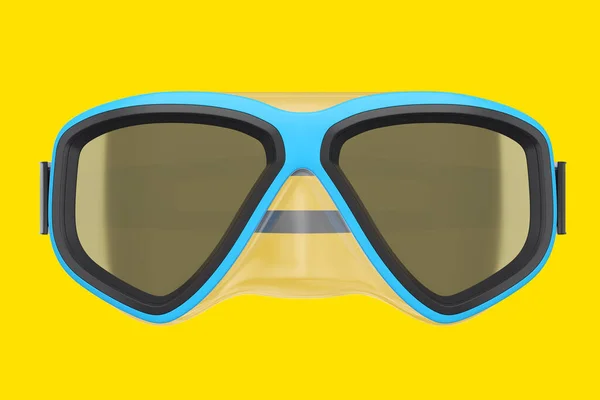 Синя маска для дайвінгу ізольована на жовтому тлі — стокове фото