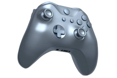 Beyaz arka planda gümüş video oyunu joystick 'i. Kazanan ödülleri kavramı