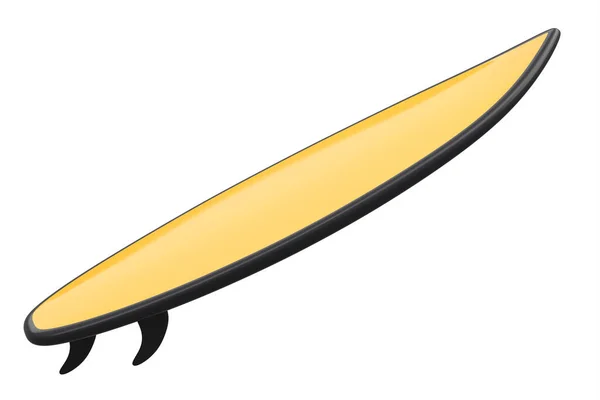 白い背景に隔離された現実的なオレンジのサーフボード ビーチのサーフボードに夏のサーフィンの3Dレンダリング — ストック写真