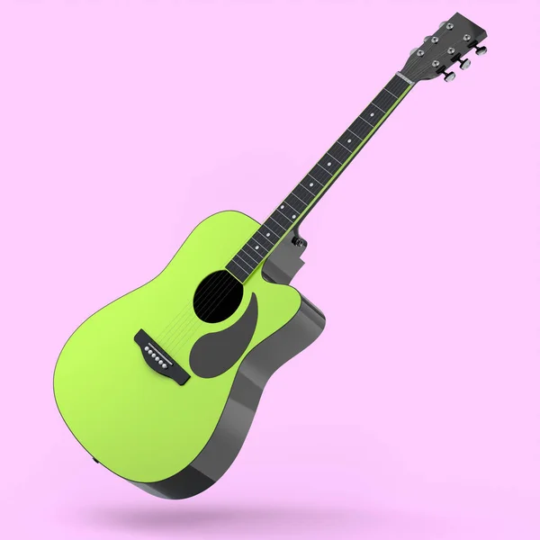 Elektrická Akustická Kytara Izolovaná Růžovém Pozadí Vykreslení Konceptu Pro Plakát — Stock fotografie