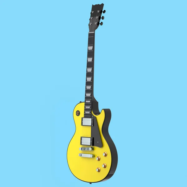 Guitarra Acústica Eléctrica Aislada Sobre Fondo Azul Render Concepto Para —  Fotos de Stock