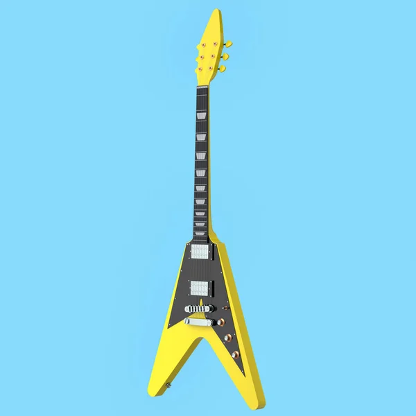 Guitarra Acústica Eléctrica Aislada Sobre Fondo Azul Render Concepto Para — Foto de Stock