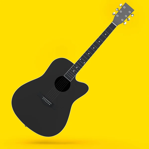 Guitarra Acústica Eléctrica Aislada Sobre Fondo Amarillo Render Concepto Para —  Fotos de Stock