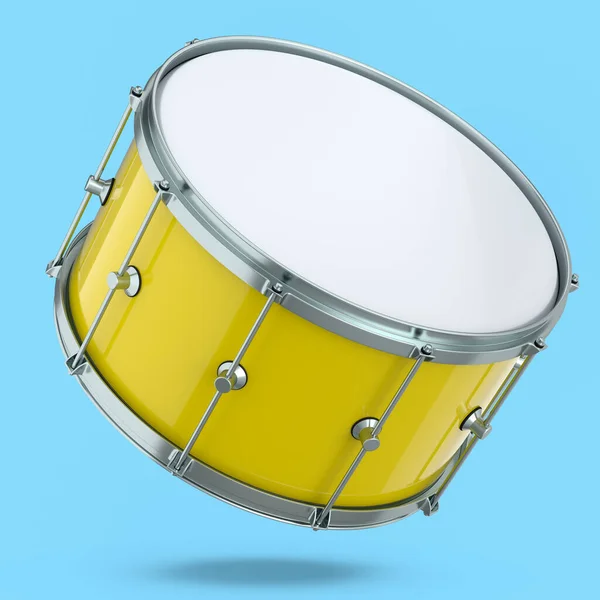 Realistische Trommel Blauwe Achtergrond Renderen Concept Van Muziekinstrument Drum Machine — Stockfoto