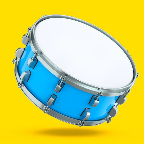 Tamburo Realistico Sfondo Giallo Concetto Rendering Strumento Musicale Drum Machine — Foto Stock