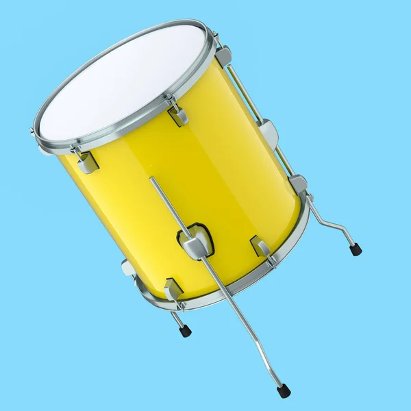 Tamburo Realistico Sfondo Blu Concetto Rendering Strumento Musicale Drum Machine — Foto Stock