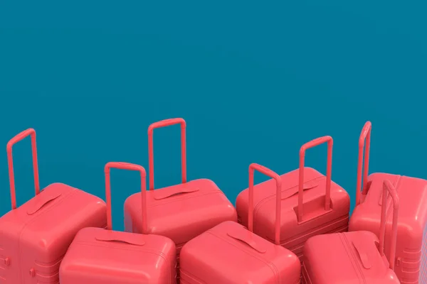 Bunte Koffer Oder Gepäck Auf Blauem Hintergrund Darstellung Von Sommerferienkonzept — Stockfoto