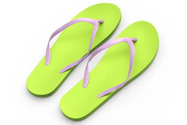 Strandgroene Teenslippers Sandalen Geïsoleerd Witte Achtergrond Renderen Concept Van Zomer — Stockfoto