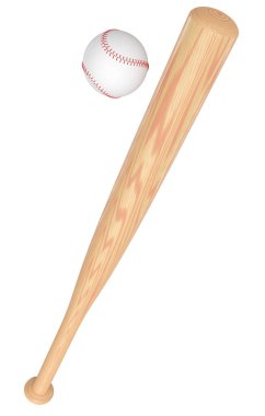 Wodoen profesyonel softball ya da beysbol sopası ve topu beyaz arka planda izole edilmiş. Takım oyunları için 3 boyutlu spor aksesuarları hazırlama