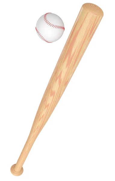 Wodoen职业垒球或棒球棒和被白色背景隔离的球 3D为团队游戏提供体育配件 — 图库照片