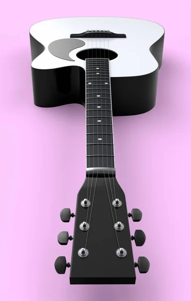 Close Guitarra Acústica Isolada Sobre Fundo Rosa Renderização Conceito Para — Fotografia de Stock