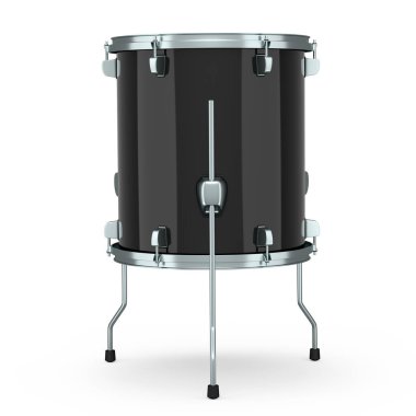 Beyaz arka planda gerçekçi davul. 3D render müzik aleti, davul makinesi konsepti.