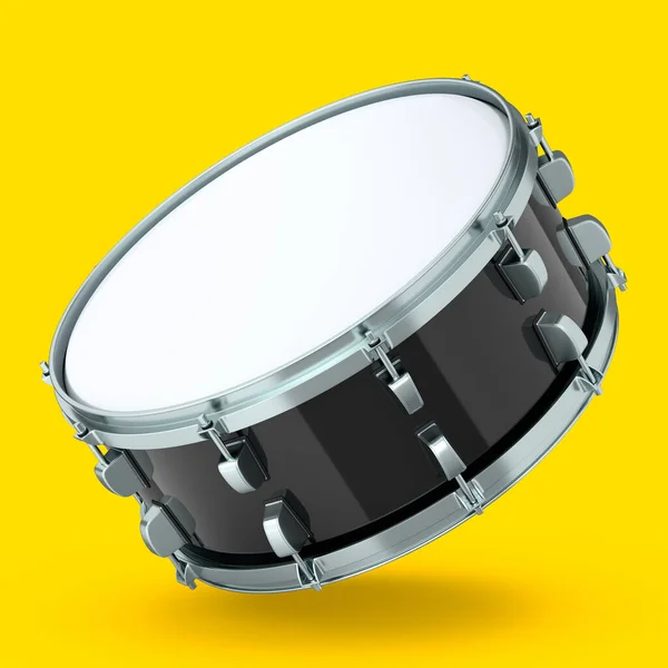 Realistický Buben Žlutém Pozadí Vykreslování Koncepce Hudebního Nástroje Bubnové Stroje — Stock fotografie