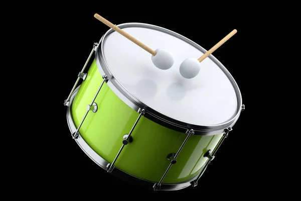 Realistic Drum Wooden Drum Sticks Black Background Render Concept Musical — Stock Photo, Image