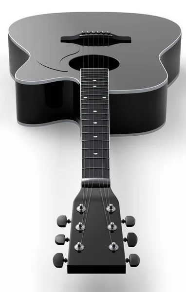 Detailní Záběr Akustické Kytary Izolované Bílém Pozadí Vykreslení Konceptu Pro — Stock fotografie
