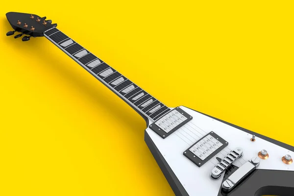 Yakın Plan Elektirikli Akustik Gitar Sarı Arka Planda Izole Edilmiş — Stok fotoğraf