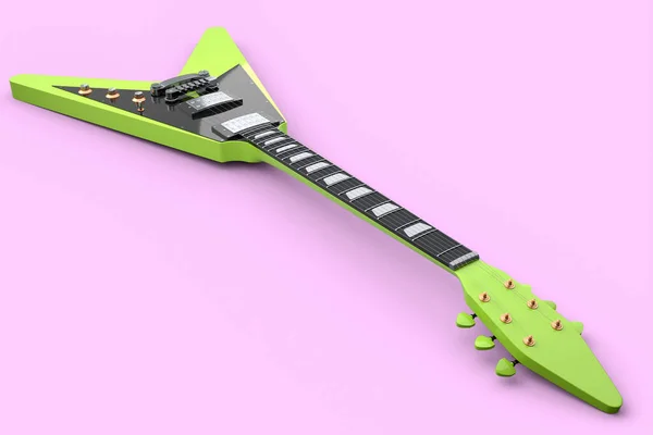 Close Guitarra Acústica Eléctrica Aislada Sobre Fondo Rosa Render Concept — Foto de Stock
