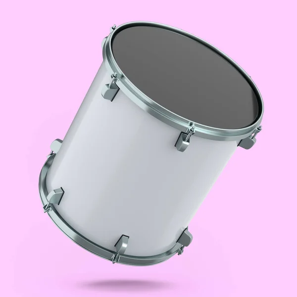 Realistische Trommel Auf Rosa Hintergrund Renderkonzept Von Musikinstrumenten Trommelmaschine — Stockfoto