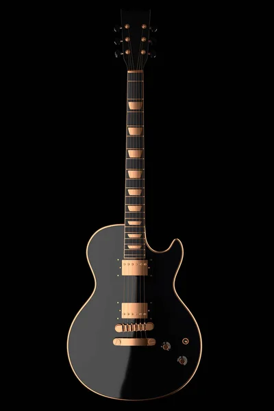 Primer Plano Guitarra Acústica Eléctrica Aislada Sobre Fondo Negro Render —  Fotos de Stock