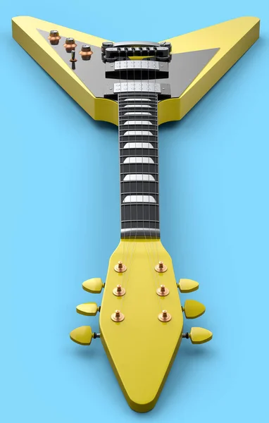 Close Guitarra Acústica Eléctrica Aislada Sobre Fondo Azul Render Concept —  Fotos de Stock