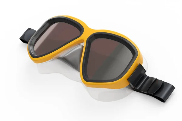 橙色潜水面罩隔离在白色背景上 3D渲染潜水和潜水设备 — 图库照片
