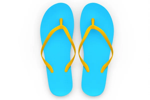 Plaja Albastru Flip Flops Sau Sandale Izolate Fundal Alb Face — Fotografie, imagine de stoc