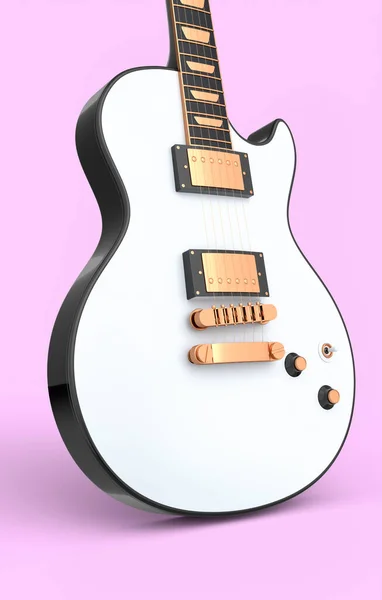 クローズアップピンクを基調としたエレクトリック アコースティック ギター 音楽ショップのための重い金属ギターとロックフェスティバルポスターのための概念の3Dレンダリング — ストック写真