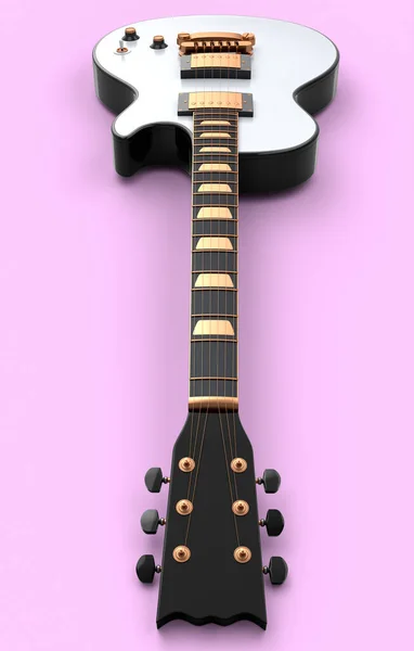 Närbild Elektrisk Akustisk Gitarr Isolerad Rosa Bakgrund Render Koncept För — Stockfoto