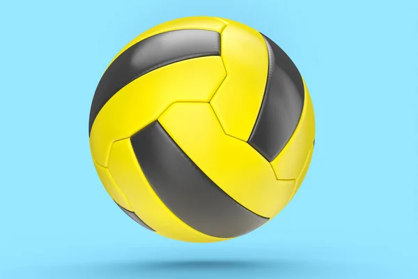 Κίτρινο Ποδόσφαιρο Μπάλα Ποδοσφαίρου Απομονώνονται Μπλε Φόντο Απόδοση Αθλητικών Εξαρτημάτων — Φωτογραφία Αρχείου