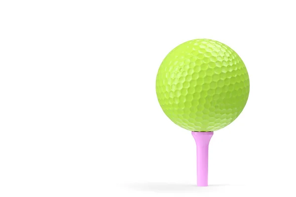 Groene Golfbal Tee Geïsoleerd Witte Achtergrond Weergave Van Sportaccessoires Voor — Stockfoto