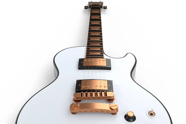 Крупный План Электрическая Акустическая Гитара Изолированы Белом Фоне Визуализация Концепции — стоковое фото