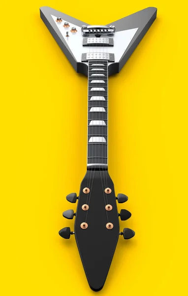 Close Guitarra Acústica Eléctrica Aislada Sobre Fondo Amarillo Render Concept —  Fotos de Stock