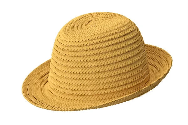 Cappello Spiaggia Paglia Vintage Isolato Sfondo Bianco Rendering Concetto Vacanza — Foto Stock