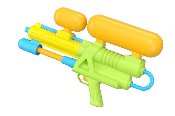 Plastikowa Zabawka Pistoletu Wodnego Zabawy Podlewania Basenie Odizolowanym Białym Tle — Zdjęcie stockowe