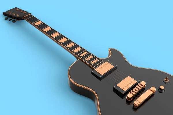 Close Guitarra Acústica Eléctrica Aislada Sobre Fondo Azul Render Concept —  Fotos de Stock