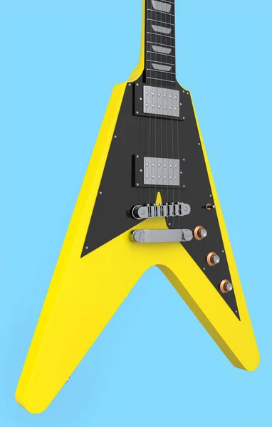 Detailní Záběr Elektrická Akustická Kytara Izolovaná Modrém Pozadí Vykreslení Konceptu — Stock fotografie