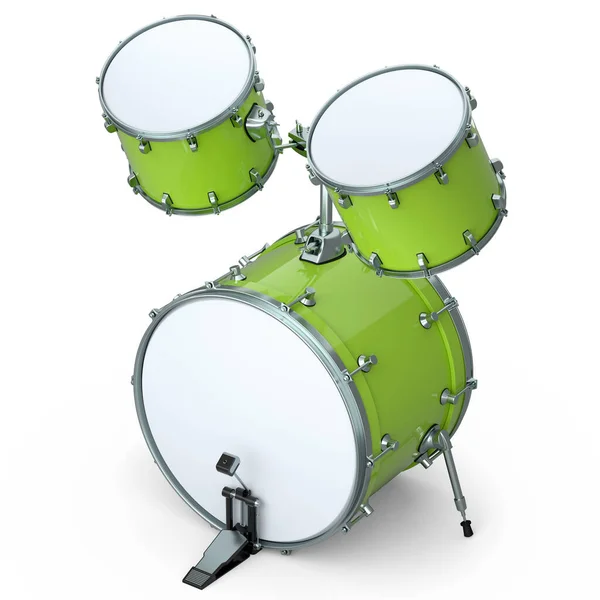 Conjunto Tambores Realistas Con Pedal Sobre Fondo Blanco Renderizado Concepto — Foto de Stock