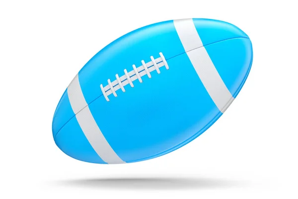 Blue American Football Ball Isolated White Background Rendering Sport Accessories — Stock Photo, Image