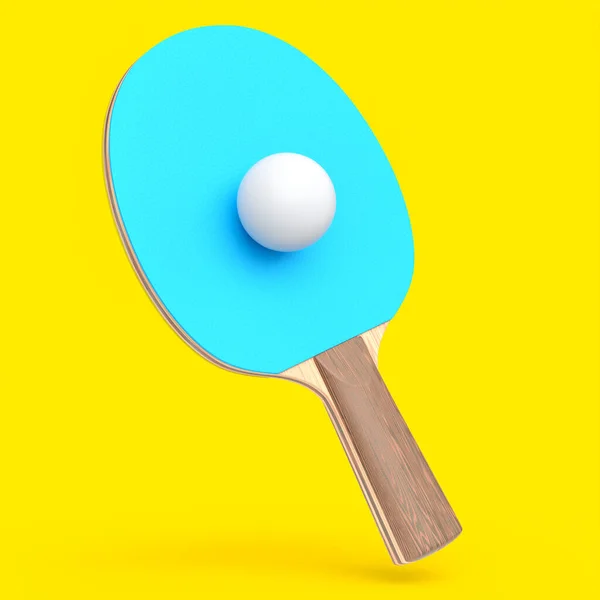 Raqueta Ping Pong Azul Para Tenis Mesa Con Pelota Aislada — Foto de Stock