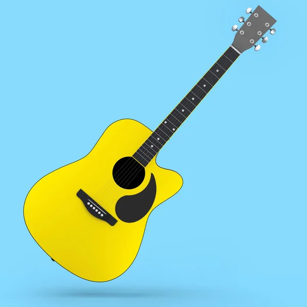 Electric Acoustic Guitar Isolated Blue Background Render Concept Rock Festival — Stock Photo, Image